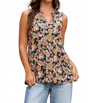 NEW DEAR SCARLETT paisley wrinkle free tank in multi